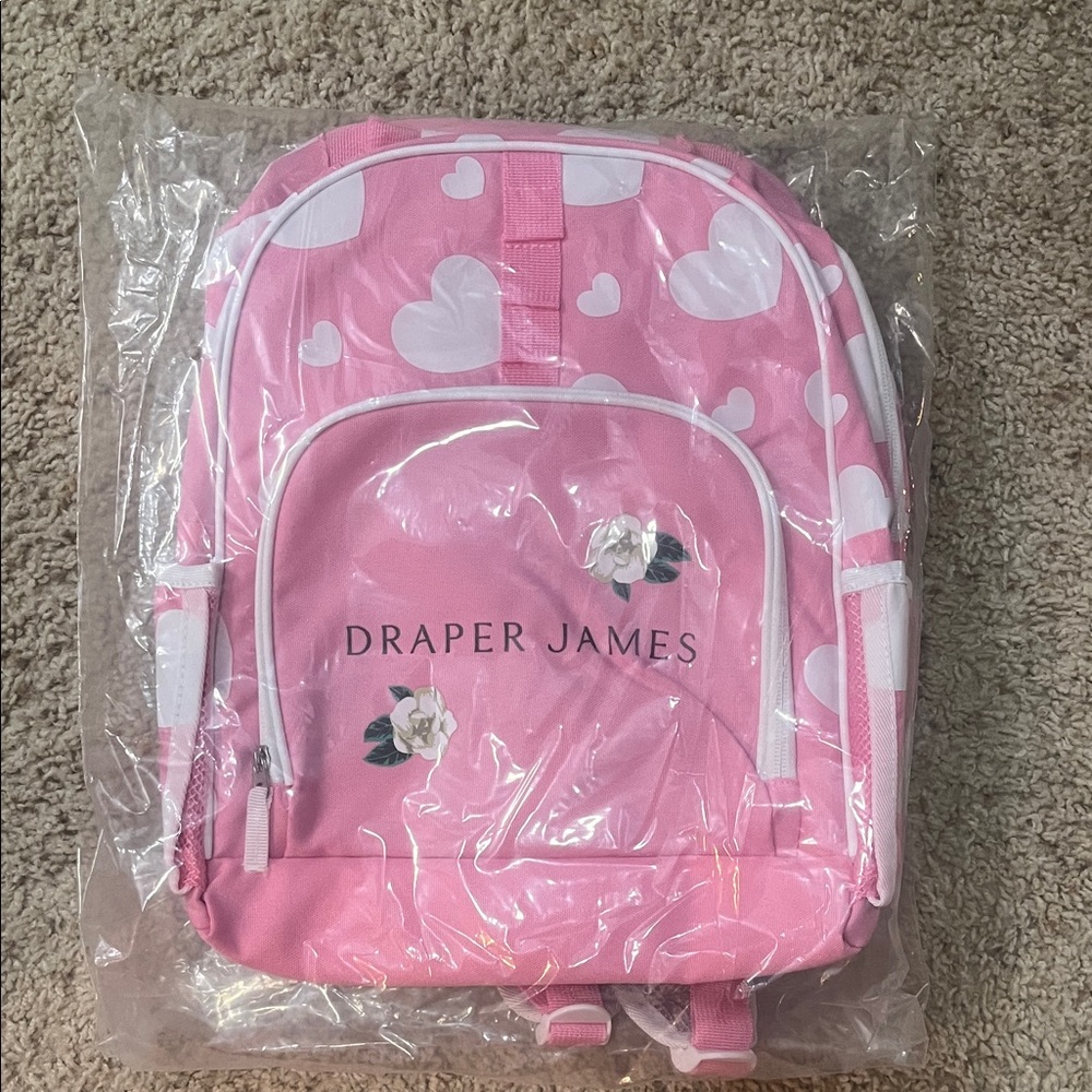 Draper James Pink and White Kids Backpack